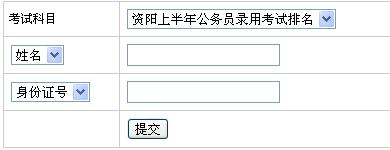 四川省资阳市2013上半年公务员考试成绩排名查询