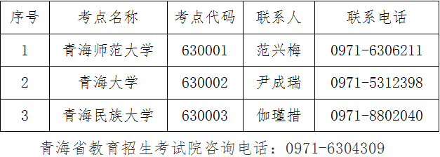 青海省2022年9月全国计算机等级考试各考点咨询电话