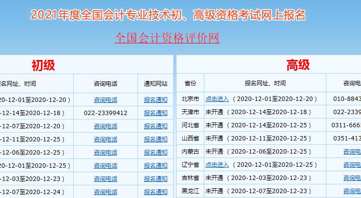 2021北京初级会计报名入口